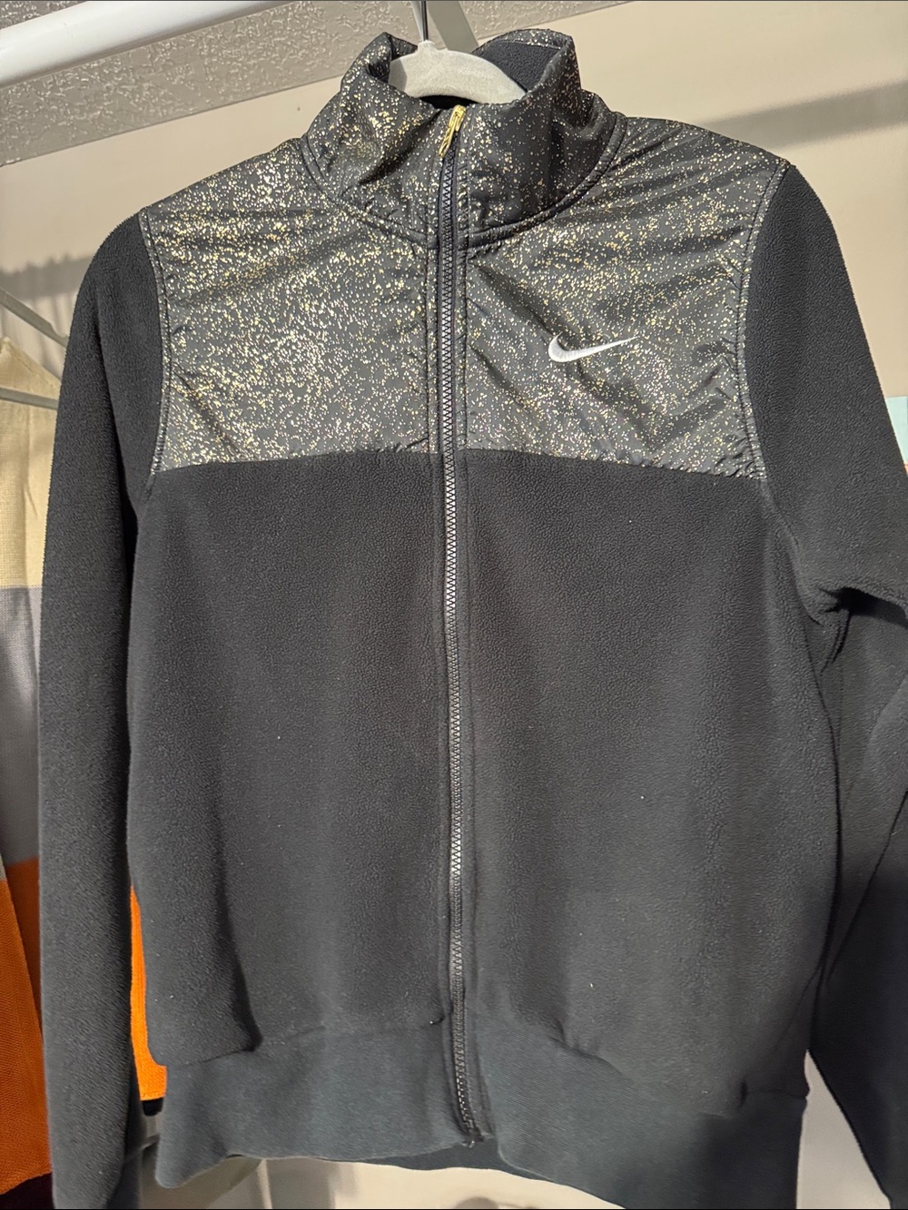 Nike Black Jacket with Gold Glitter Yoke